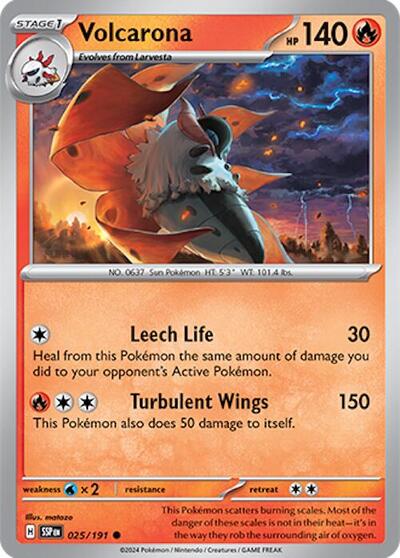 Volcarona SSP #025/191 (Near Mint Common) Pokemon: SV08: Surging Sparks
