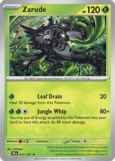 Zarude SV08: Surging Sparks SSP #011/191 (Rare) Pokemon: