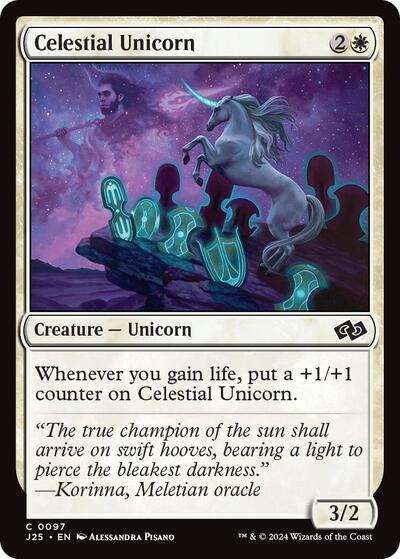Celestial Unicorn J25 #97 (Near Mint Common) Magic: The Gathering: Foundations Jumpstart