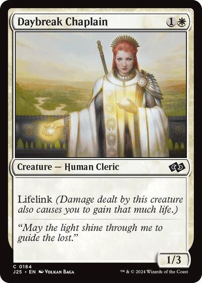 Daybreak Chaplain J25 #184 (Near Mint Common) Magic: The Gathering: Foundations Jumpstart