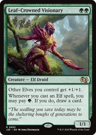 Leaf Crowned Visionary J25 #683 (Near Mint Rare) Magic: The Gathering: Foundations Jumpstart