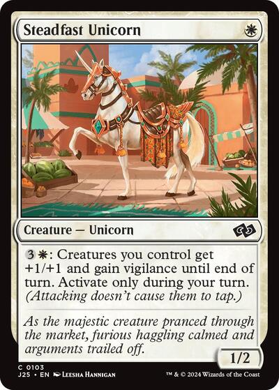 Steadfast Unicorn J25 #103 (Near Mint Common) Magic: The Gathering: Foundations Jumpstart