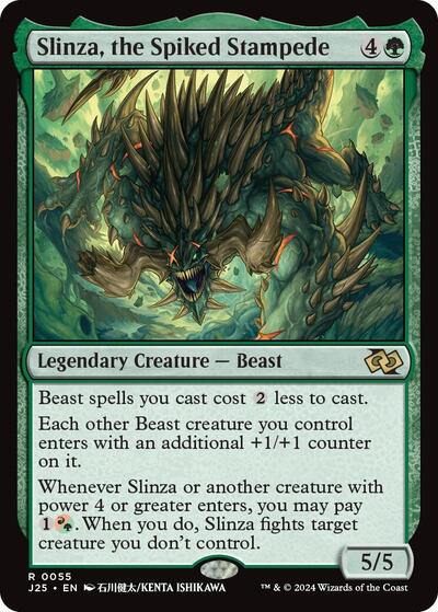 Slinza the Spiked Stampede Anime J25 #55 (Near Mint Rare) Magic: The Gathering: Foundations Jumpstart
