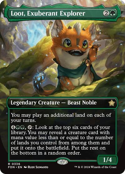 Loot Exuberant Explorer Borderless Foil FDN #336 (Near Mint Rare) Magic: The Gathering: Foundations
