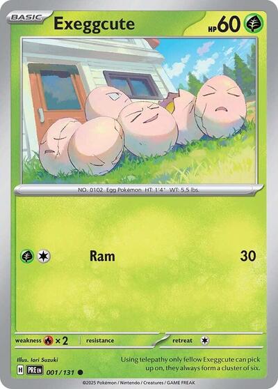 Exeggcute Reverse Holofoil PRE #001/131 (Near Mint Common) Pokemon: SV: Prismatic Evolutions