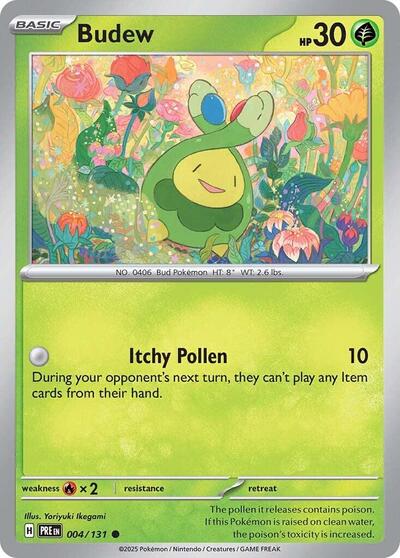 Budew Reverse Holofoil PRE #004/131 (Near Mint Common) Pokemon: SV: Prismatic Evolutions
