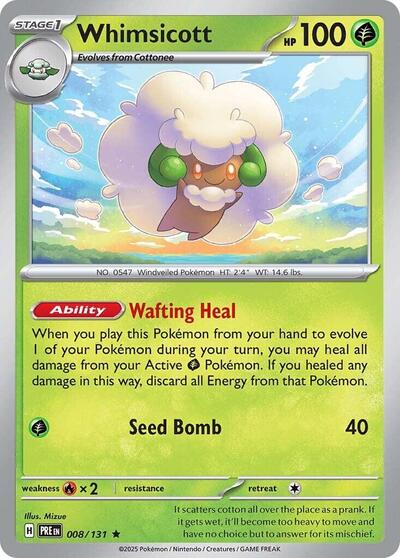 Whimsicott Holofoil PRE #008/131 (Near Mint Rare) Pokemon: SV: Prismatic Evolutions