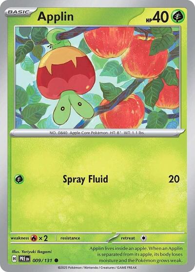 Applin PRE #009/131 (Near Mint Common) Pokemon: SV: Prismatic Evolutions