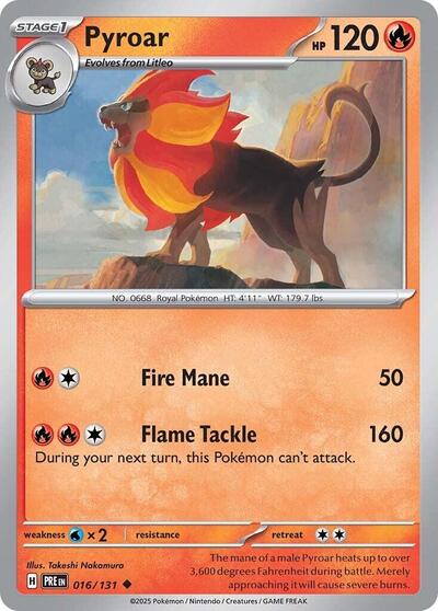 Pyroar Reverse Holofoil PRE #016/131 (Near Mint Uncommon) Pokemon: SV: Prismatic Evolutions