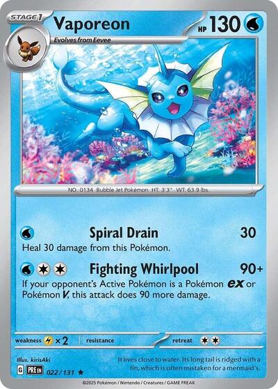 Vaporeon Holofoil PRE #022/131 (Near Mint Rare) Pokemon: SV: Prismatic Evolutions