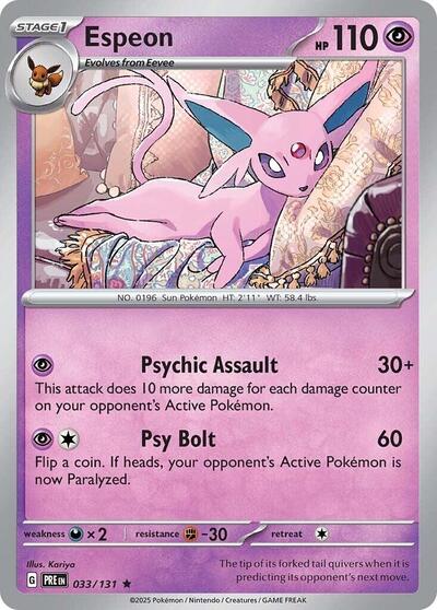 Espeon Holofoil PRE #033/131 (Near Mint Rare) Pokemon: SV: Prismatic Evolutions