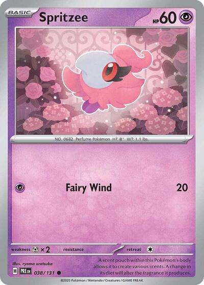 Spritzee Reverse Holofoil PRE #038/131 (Near Mint Common) Pokemon: SV: Prismatic Evolutions