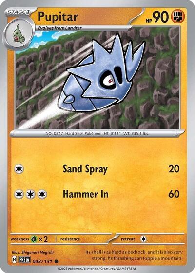 Pupitar Reverse Holofoil PRE #048/131 (Near Mint Common) Pokemon: SV: Prismatic Evolutions