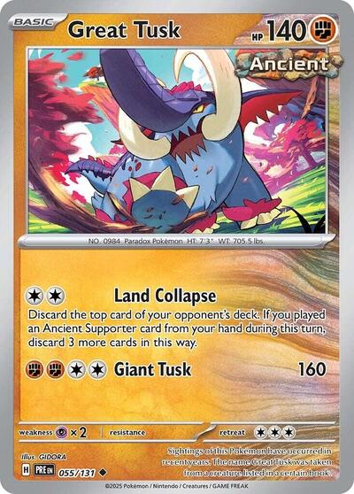 Great Tusk PRE #055/131 (Near Mint Uncommon) Pokemon: SV: Prismatic Evolutions