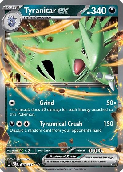 Tyranitar ex Holofoil PRE #064/131 (Near Mint Double Rare) Pokemon: SV: Prismatic Evolutions
