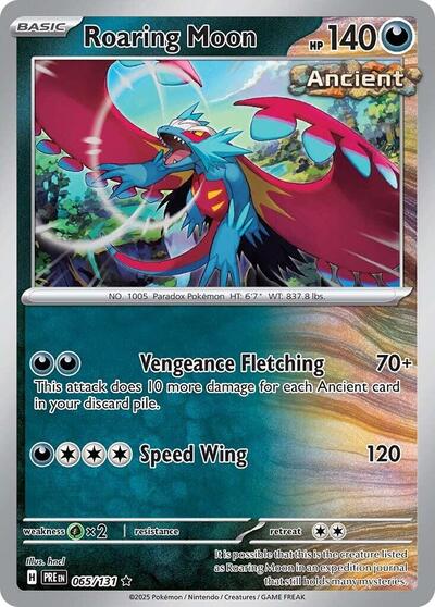 Roaring Moon Reverse Holofoil PRE #065/131 (Near Mint Rare) Pokemon: SV: Prismatic Evolutions