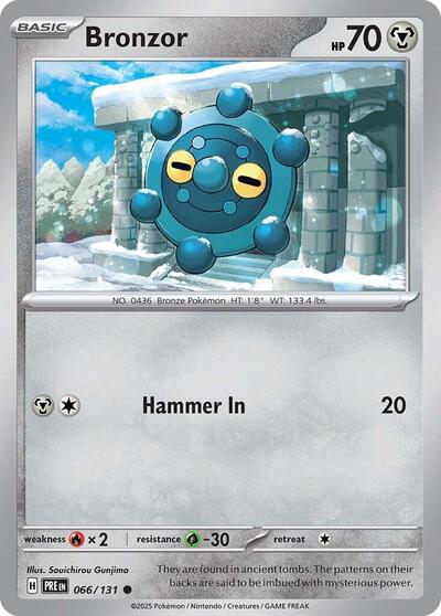 Bronzor Reverse Holofoil PRE #066/131 (Near Mint Common) Pokemon: SV: Prismatic Evolutions