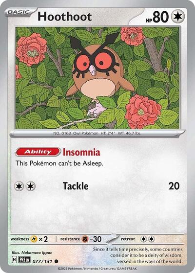 Hoothoot PRE #077/131 (Near Mint Common) Pokemon: SV: Prismatic Evolutions