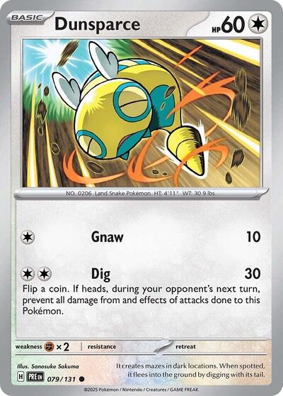 Dunsparce PRE #079/131 (Near Mint Common) Pokemon: SV: Prismatic Evolutions