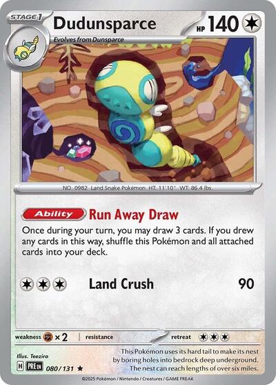 Dudunsparce Reverse Holofoil PRE #080/131 (Near Mint Rare) Pokemon: SV: Prismatic Evolutions