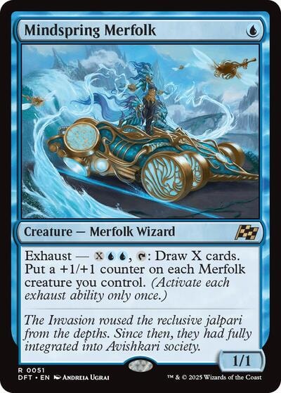 Mindspring Merfolk DFT #51 (Near Mint Rare) Magic: The Gathering: Aetherdrift