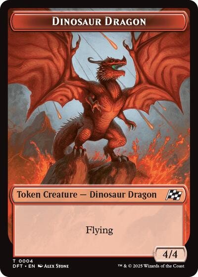 Dinosaur Dragon Treasure Double Sided Token DFT #4 // 11 (Near Mint T) Magic: The Gathering: Aetherdrift
