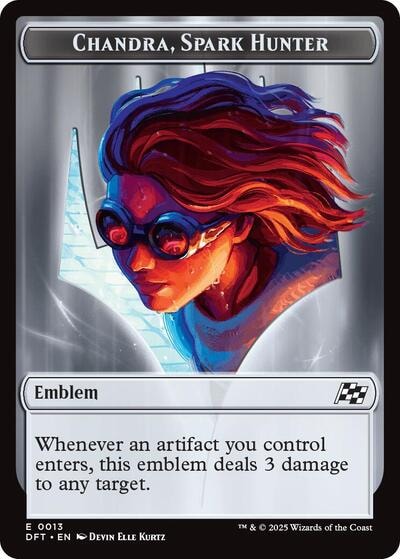 Emblem Chandra Spark Hunter Vehicle Double Sided Token DFT #13 // 12 (Near Mint T) Magic: The Gathering: Aetherdrift