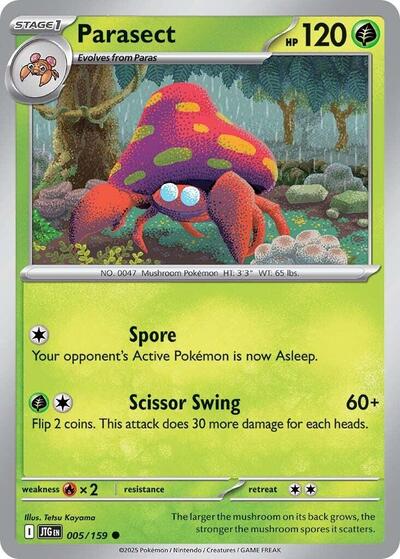 Parasect Reverse Holofoil JTG #005/159 (Near Mint Common) Pokemon: SV09: Journey Together