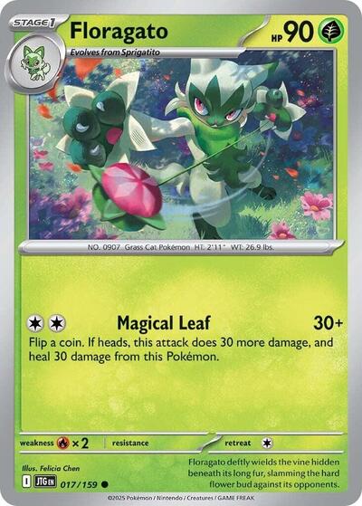 Floragato Reverse Holofoil JTG #017/159 (Near Mint Common) Pokemon: SV09: Journey Together
