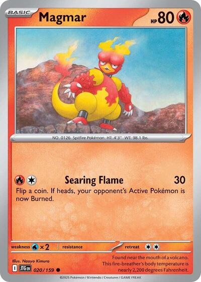 Magmar Reverse Holofoil JTG #020/159 (Near Mint Common) Pokemon: SV09: Journey Together