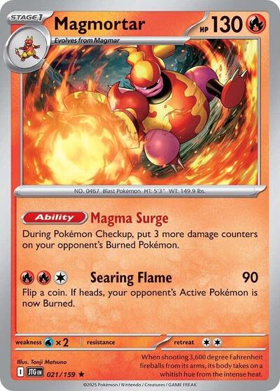 Magmortar Holofoil JTG #021/159 (Near Mint Rare) Pokemon: SV09: Journey Together