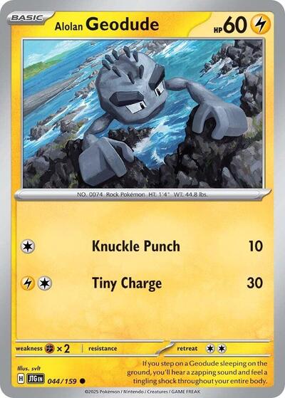 Alolan Geodude Reverse Holofoil JTG #044/159 (Near Mint Common) Pokemon: SV09: Journey Together