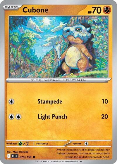 Cubone Reverse Holofoil JTG #076/159 (Near Mint Common) Pokemon: SV09: Journey Together