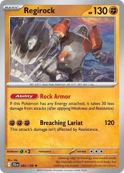Regirock Holofoil JTG #082/159 (Near Mint Rare) Pokemon: SV09: Journey Together