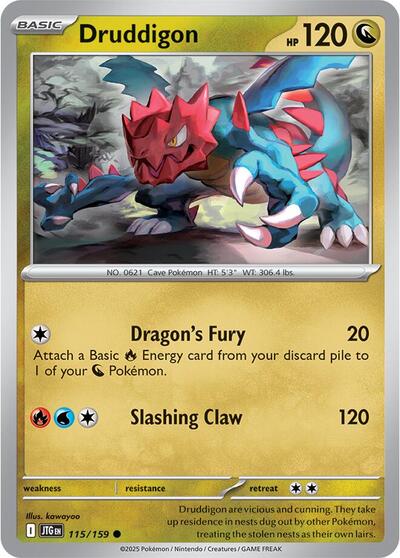 Druddigon Reverse Holofoil JTG #115/159 (Near Mint Common) Pokemon: SV09: Journey Together
