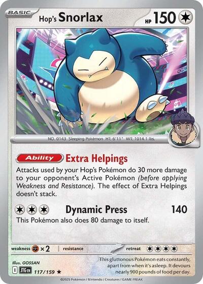 Hops Snorlax Holofoil JTG #117/159 (Near Mint Rare) Pokemon: SV09: Journey Together