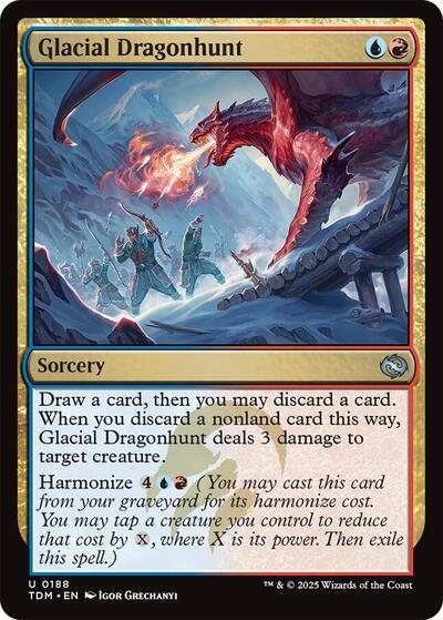 Glacial Dragonhunt TDM #188 (Near Mint Uncommon) Magic: The Gathering: Tarkir: Dragonstorm