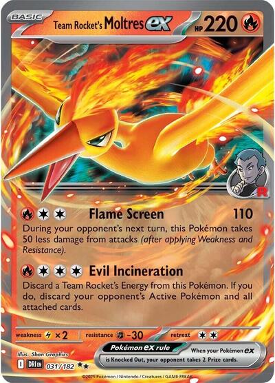 Team Rockets Moltres ex Holofoil DRI #031/182 (Near Mint Double Rare) Pokemon: SV10: Destined Rivals