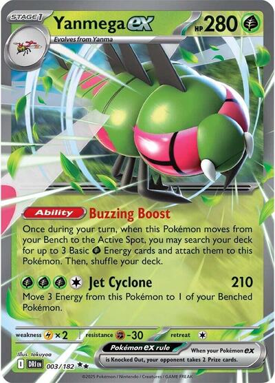 Yanmega ex 003 182 Holofoil DRI #003/182 (Near Mint Double Rare) Pokemon: SV10: Destined Rivals