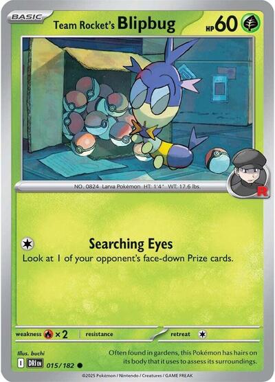 Team Rockets Blipbug Reverse Holofoil DRI #015/182 (Near Mint Common) Pokemon: SV10: Destined Rivals