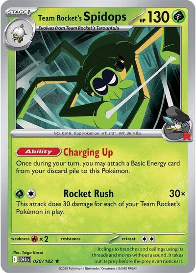 Team Rockets Spidops 020 182 SV10: Destined Rivals DRI #020/182 (Rare) Pokemon: