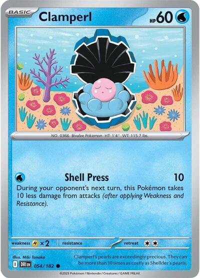 Clamperl 054 182 DRI #054/182 (Near Mint Common) Pokemon: SV10: Destined Rivals