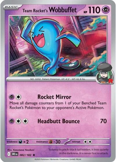 Team Rockets Wobbuffet Holofoil DRI #082/182 (Near Mint Rare) Pokemon: SV10: Destined Rivals