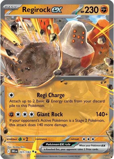 Regirock ex 101 182 Holofoil DRI #101/182 (Near Mint Double Rare) Pokemon: SV10: Destined Rivals