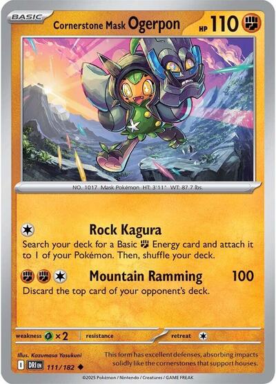 Cornerstone Mask Ogerpon DRI #111/182 (Near Mint Uncommon) Pokemon: SV10: Destined Rivals