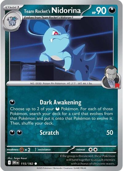 Team Rockets Nidorina DRI #115/182 (Near Mint Common) Pokemon: SV10: Destined Rivals