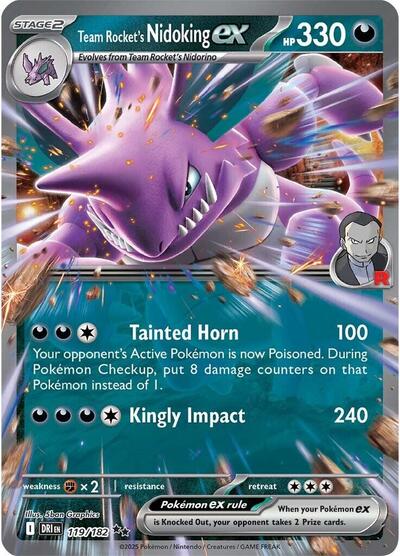 Team Rockets Nidoking ex 119 182 Holofoil DRI #119/182 (Near Mint Double Rare) Pokemon: SV10: Destined Rivals