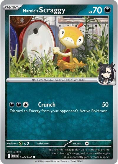 Marnies Scraggy DRI #132/182 (Near Mint Common) Pokemon: SV10: Destined Rivals