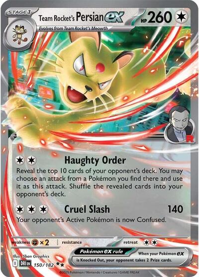 Team Rockets Persian ex 150 182 Holofoil DRI #150/182 (Near Mint Double Rare) Pokemon: SV10: Destined Rivals