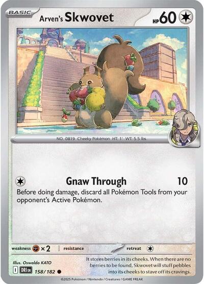 Arvens Skwovet Reverse Holofoil DRI #158/182 (Near Mint Common) Pokemon: SV10: Destined Rivals